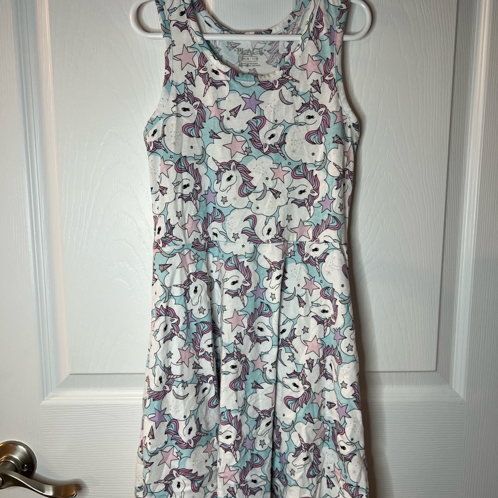 The Children’s Place Girls Unicorn & Stars Sleeveless Dress 7/8